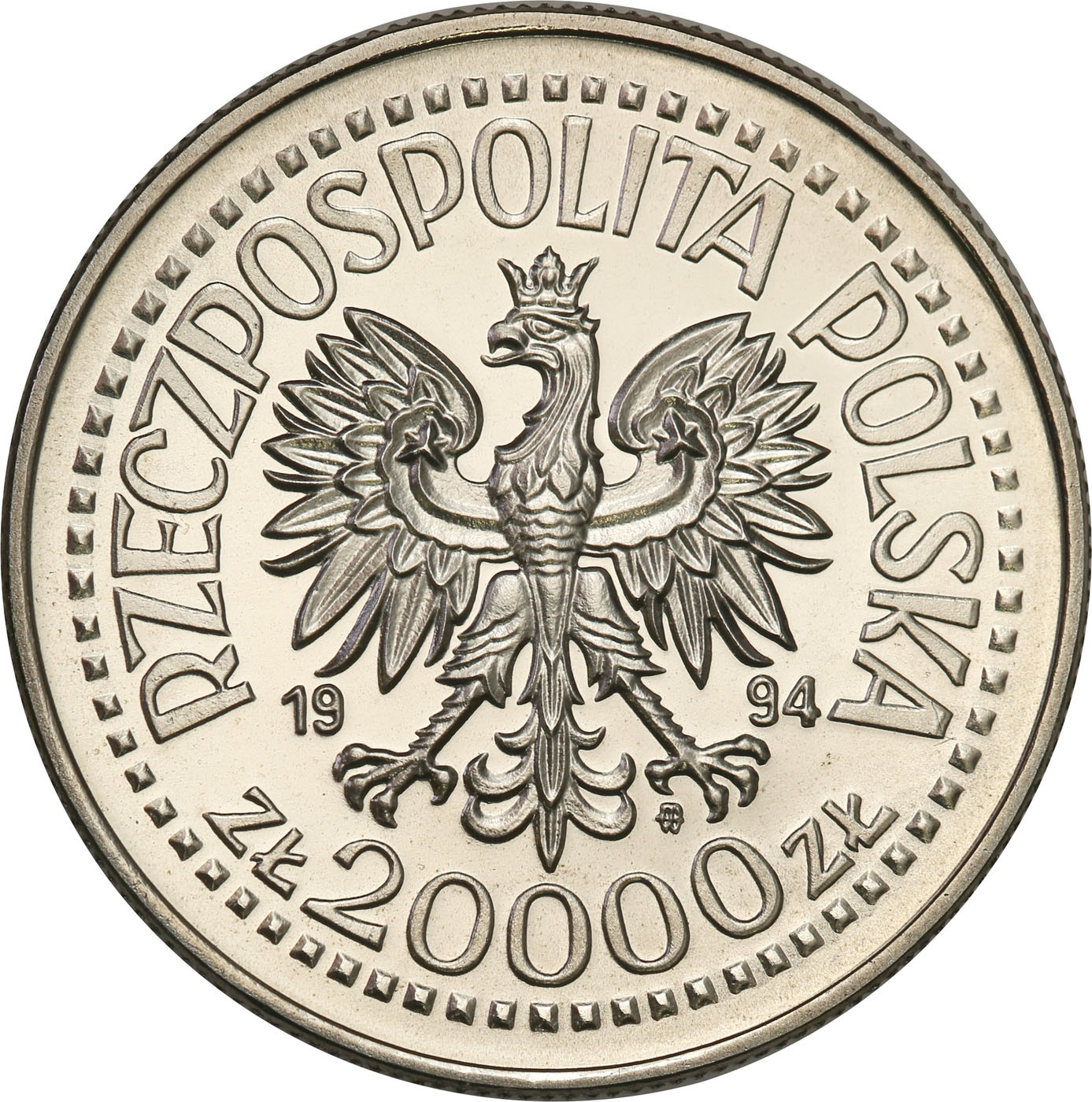 PRL. PRÓBA Nikiel 20 000 złotych 1994 – Mennica Warszawska